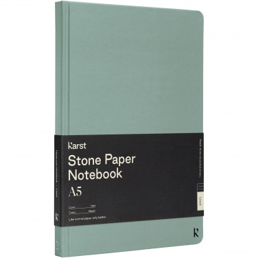 Logo trade promotional merchandise image of: Karst® A5 stone paper hardcover notebook - lined