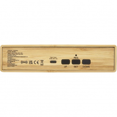 Logo trade promotional product photo of: Minata bamboo wireless charger with clock