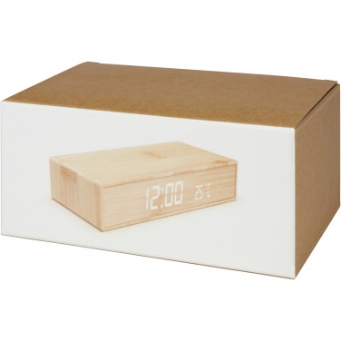 Logo trade promotional items picture of: Minata bamboo wireless charger with clock