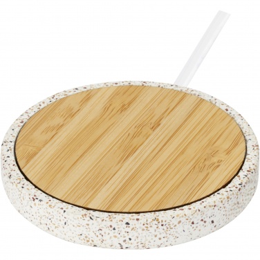Logo trade promotional gifts picture of: Terrazzo 10W wireless bamboo charging pad