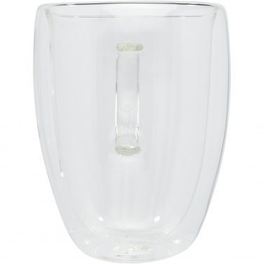 Logotrade corporate gift picture of: Manti 2-piece 350 ml double-wall glass cup with bamboo coaster 