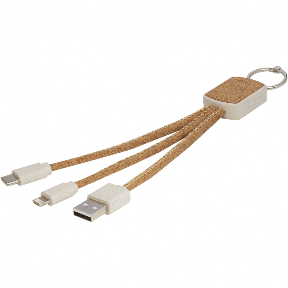 Logotrade advertising product image of: Bates wheat straw and cork 3-in-1 charging cable