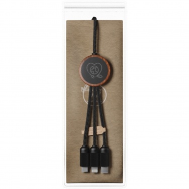 Logo trade promotional items image of: SCX.design C36 3-in-1 rPET light-up logo extended charging cable with round bamboo casing