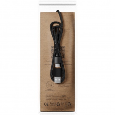 Logo trade advertising products image of: SCX.design C38 5-in-1 rPET light-up logo charging cable with squared wooden casing