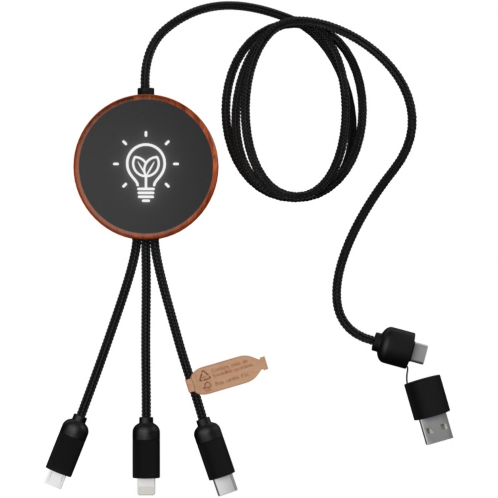 Logo trade advertising products picture of: SCX.design C40 5-in-1 rPET light-up logo charging cable and 10W charging pad