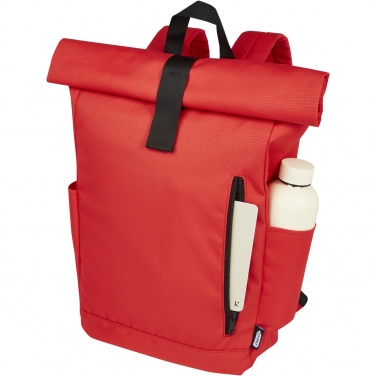 Logo trade promotional merchandise image of: Byron 15.6" GRS RPET roll-top backpack 18L