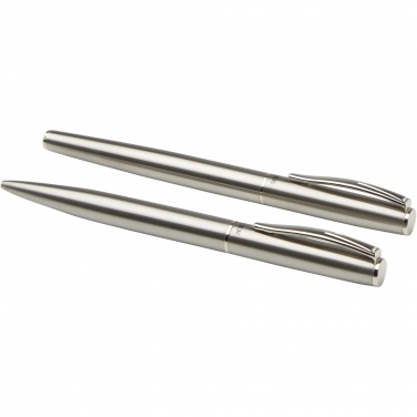 Logotrade promotional product image of: Didimis recycled stainless steel ballpoint and rollerball pen set
