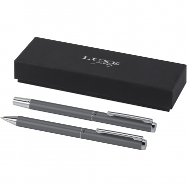 Logo trade advertising products image of: Lucetto recycled aluminium ballpoint and rollerball pen gift set