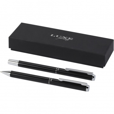 Logo trade corporate gift photo of: Lucetto recycled aluminium ballpoint and rollerball pen gift set