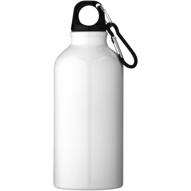 Logotrade promotional product image of: Oregon 400 ml RCS certified recycled aluminium water bottle with carabiner