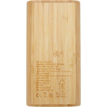 Logo trade promotional merchandise picture of: Tulda 20.000 mAh bamboo power bank