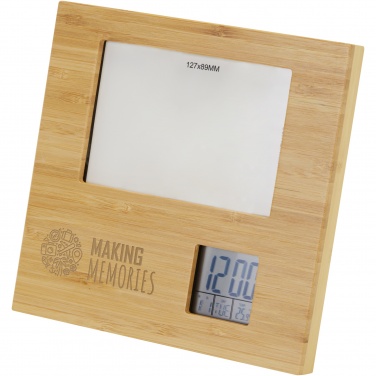Logo trade promotional merchandise image of: Sasa bamboo photo frame with thermometer