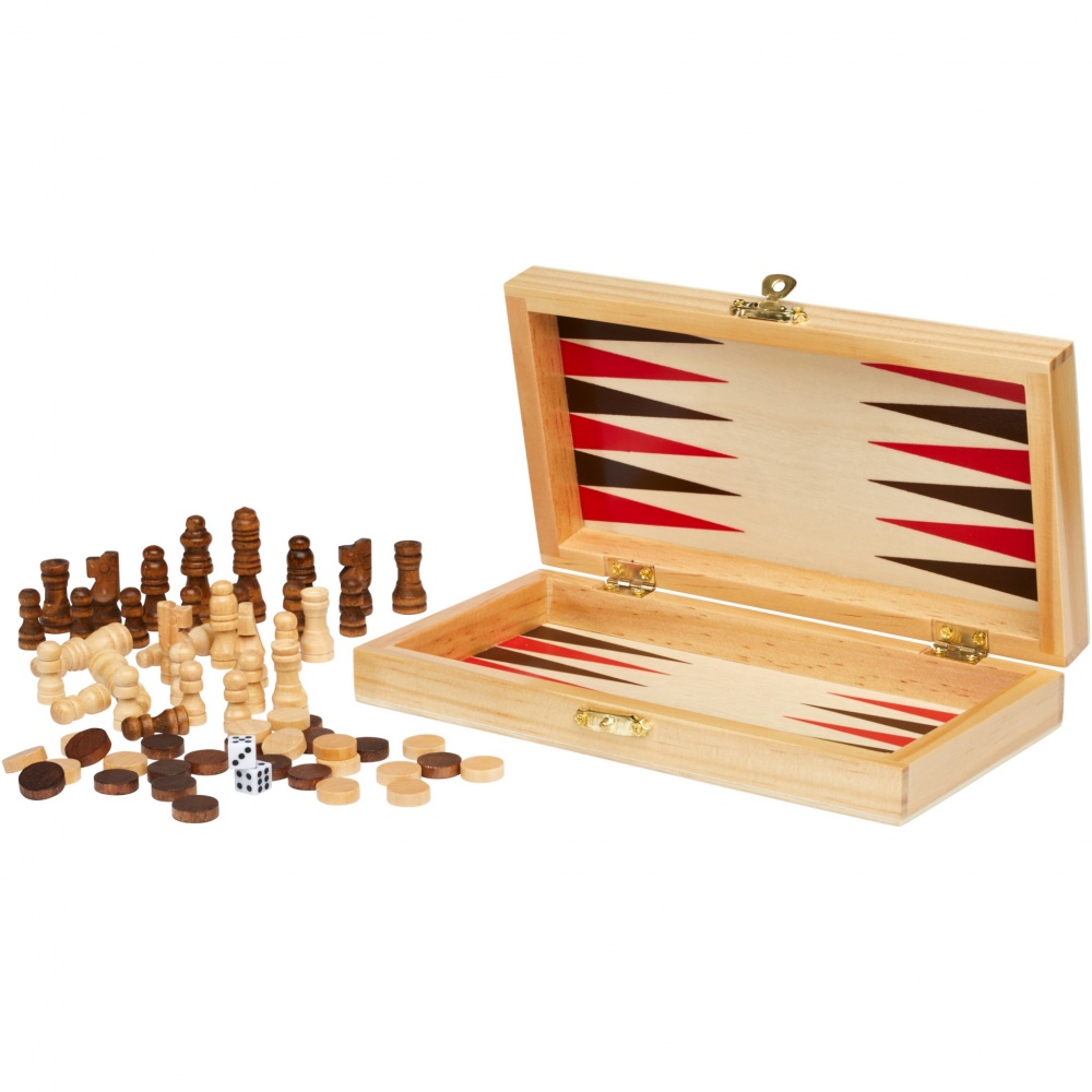 Logotrade promotional product picture of: Mugo 3-in-1 wooden game set