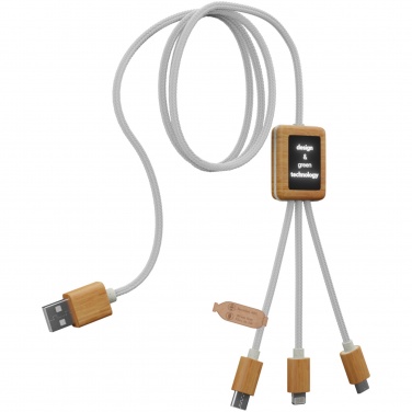 Logotrade promotional product picture of: SCX.design C39 3-in-1 rPET light-up logo charging cable with squared bamboo casing