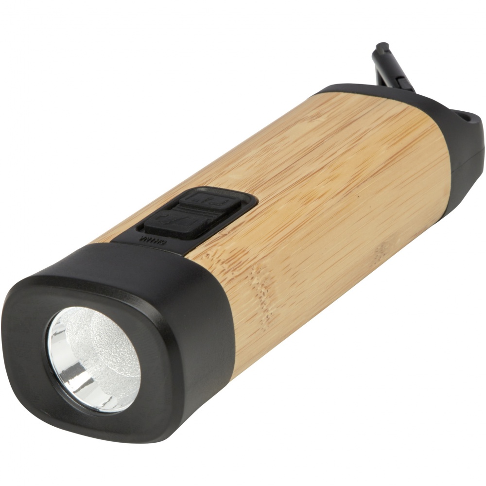 Logo trade promotional merchandise image of: Kuma bamboo/RCS recycled plastic torch with carabiner