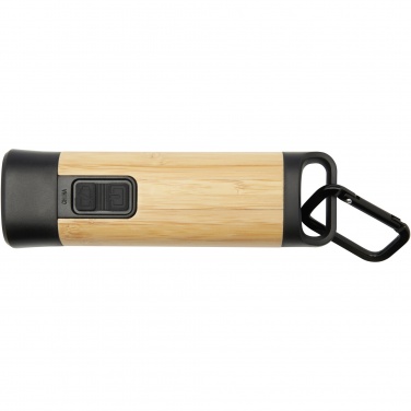Logo trade corporate gift photo of: Kuma bamboo/RCS recycled plastic torch with carabiner