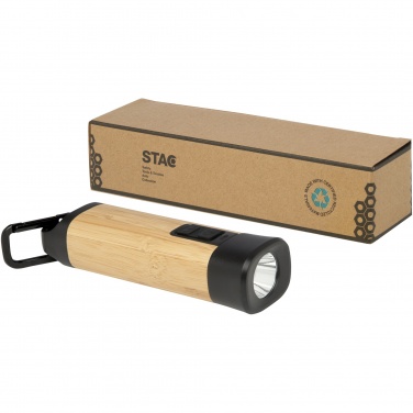 Logo trade advertising product photo of: Kuma bamboo/RCS recycled plastic torch with carabiner