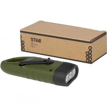 Logo trade promotional gifts image of: Helios recycled plastic solar dynamo flashlight with carabiner