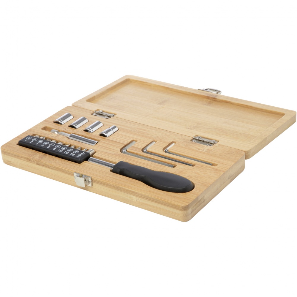 Logo trade promotional gifts picture of: Rivet 19-piece bamboo/recycled plastic tool set