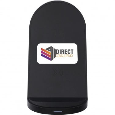 Logo trade promotional items picture of: Loop 15W dual coil RCS recycled plastic wireless charging stand