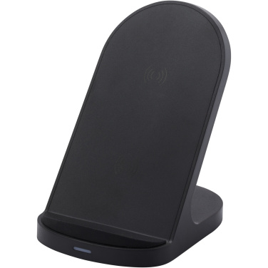 Logotrade corporate gift image of: Loop 15W dual coil RCS recycled plastic wireless charging stand