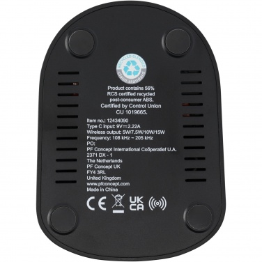 Logotrade advertising products photo of: Loop 15W dual coil RCS recycled plastic wireless charging stand