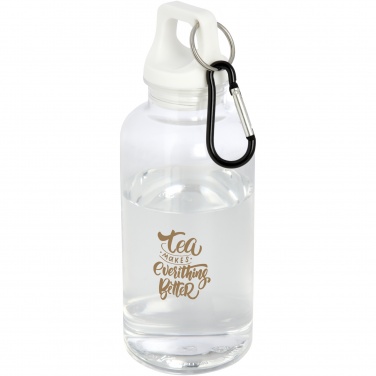 Logotrade promotional item picture of: Oregon 400 ml RCS certified recycled plastic water bottle with carabiner