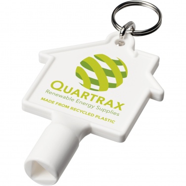 Logo trade promotional giveaways image of: Maximilian house-shaped recycled utility key keychain