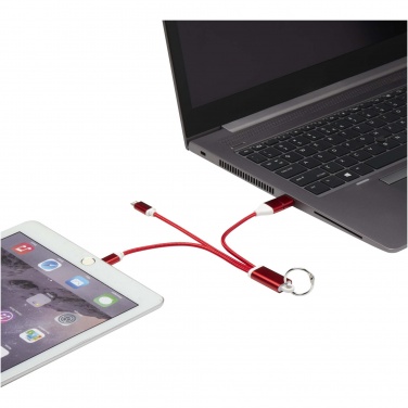 Logo trade promotional gift photo of: Metal 4-in-1 recycled aluminium charging cable with keychain