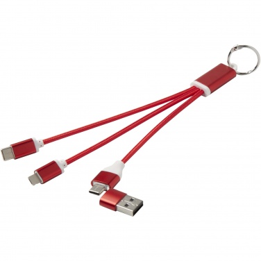 Logo trade promotional gifts image of: Metal 4-in-1 recycled aluminium charging cable with keychain
