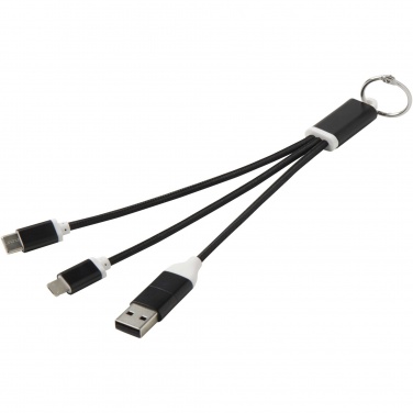 Logotrade corporate gift picture of: Metal 4-in-1 recycled aluminium charging cable with keychain