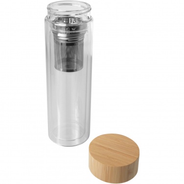 Logo trade advertising products picture of: Bailey 400 ml borsilicate glass infuser bottle with bamboo lid