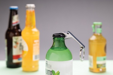 Logo trade promotional item photo of: RCS recycled zinc alloy bottle opener keychain