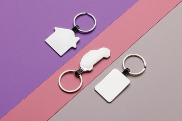 Logo trade promotional merchandise photo of: RCS recycled zinc alloy rectangle keyring