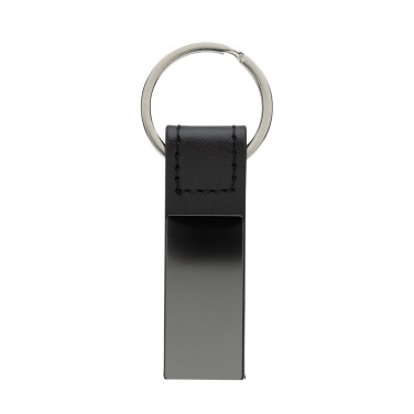 Logo trade promotional giveaways image of: Luxury PU keychain RCS recycled zinc alloy