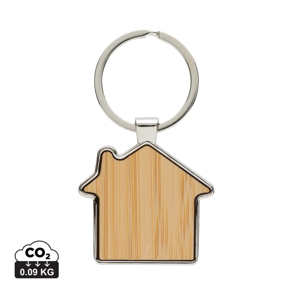 Logo trade advertising product photo of: RCS recycled zinc alloy house keychain with bamboo