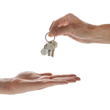 Logo trade promotional items picture of: RCS recycled zinc alloy radiator key keychain with coin
