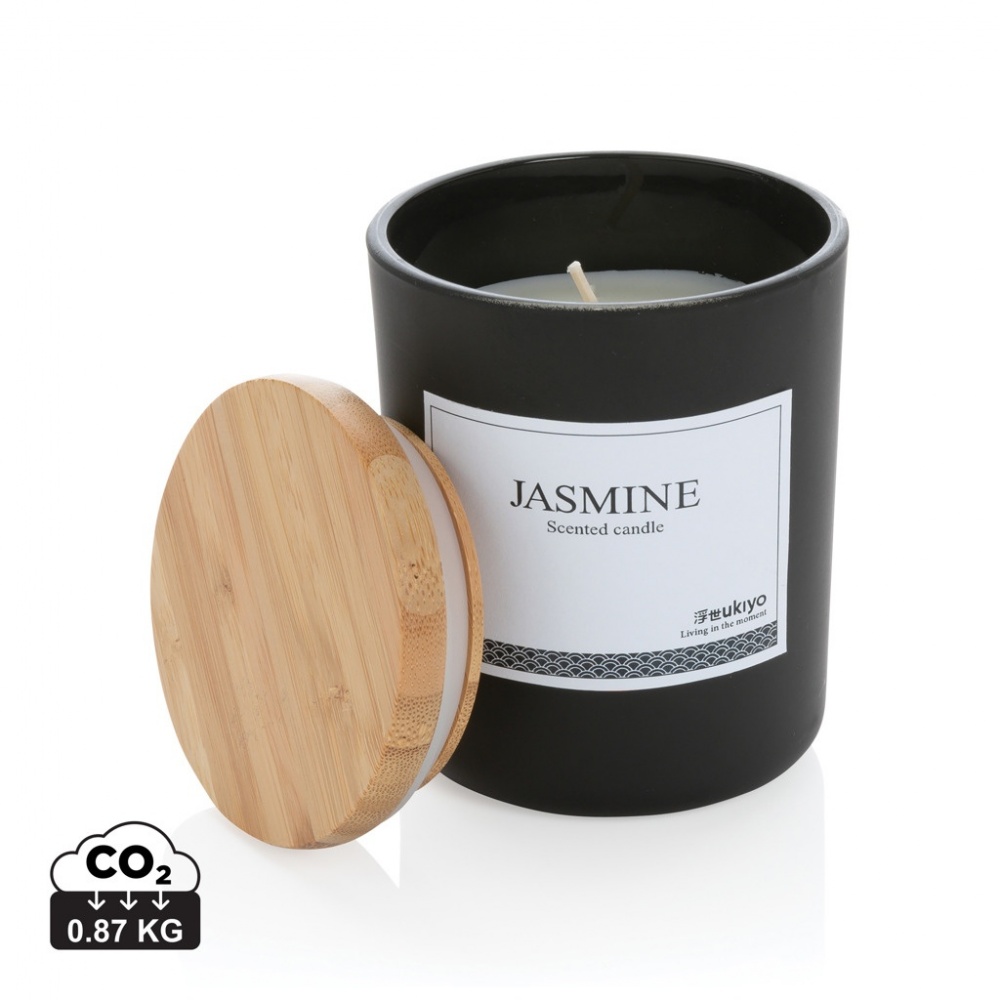 Logo trade promotional gift photo of: Ukiyo deluxe scented candle with bamboo lid