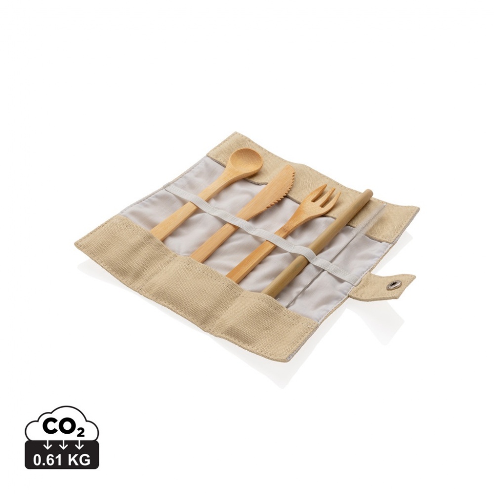 Logo trade advertising product photo of: Reusable bamboo travel cutlery set