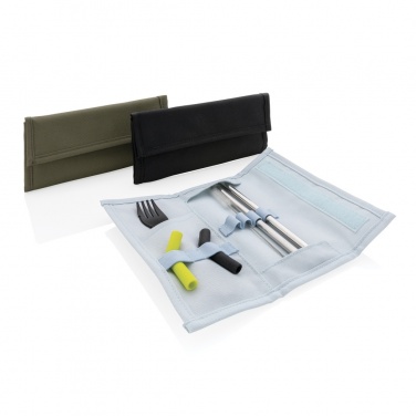 Logotrade promotional gift image of: Tierra 2pcs straw and cutlery set in pouch