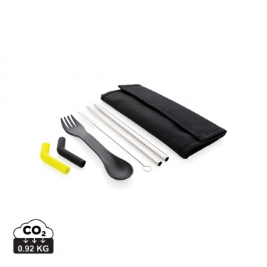 Logo trade promotional merchandise image of: Tierra 2pcs straw and cutlery set in pouch