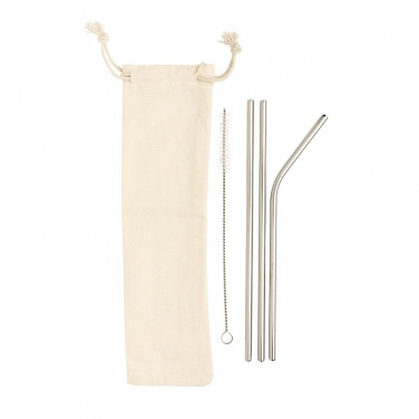 Logo trade promotional giveaway photo of: Reusable stainless steel 3 pcs straw set