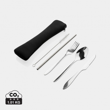 Logo trade promotional products picture of: 4 PCS stainless steel re-usable cutlery set