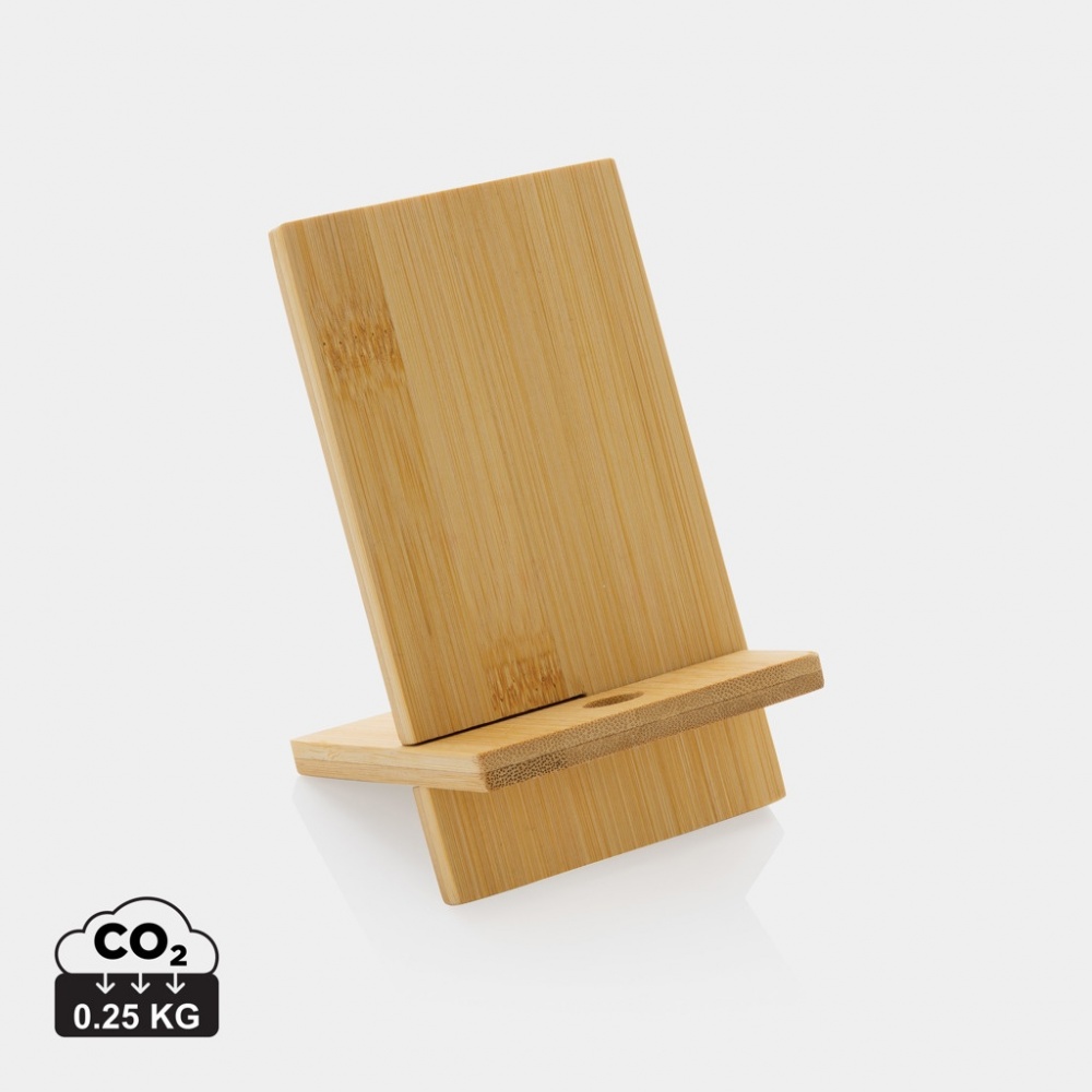 Logo trade promotional merchandise image of: Bamboo phone stand in kraft box