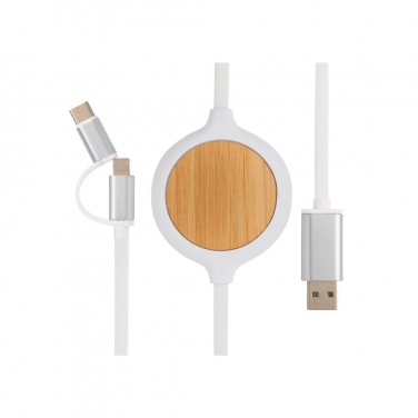 Logotrade business gift image of: 3-in-1 cable with 5W bamboo wireless charger