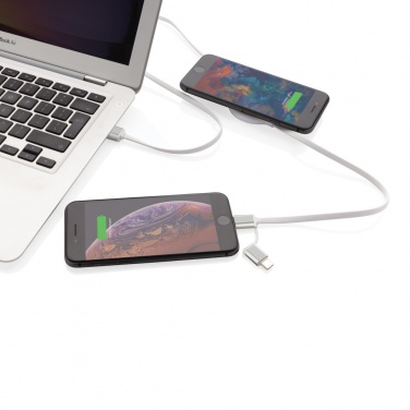 Logo trade promotional items picture of: 3-in-1 cable with 5W bamboo wireless charger
