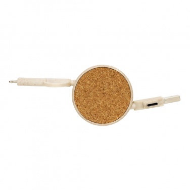 Logotrade corporate gifts photo of: Cork and Wheat 6-in-1 retractable cable