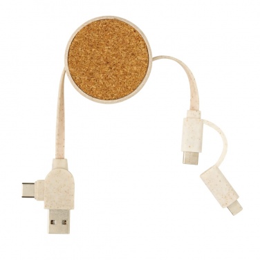 Logo trade promotional product photo of: Cork and Wheat 6-in-1 retractable cable