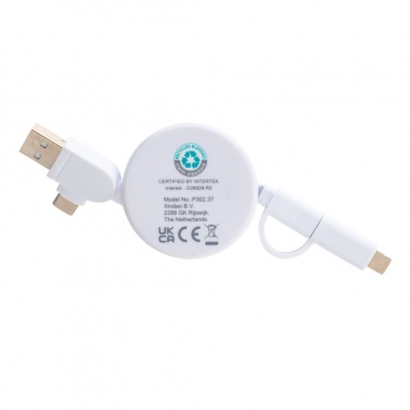 Logo trade promotional gift photo of: RCS recycled plastic Ontario 6-in-1 retractable cable