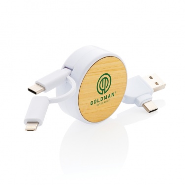 Logo trade promotional items image of: RCS recycled plastic Ontario 6-in-1 retractable cable